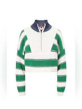STAUD Bungalow Stripe Cropped Hampton Sweater